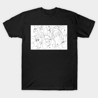 Abstract Faces Line Drawing T-Shirt